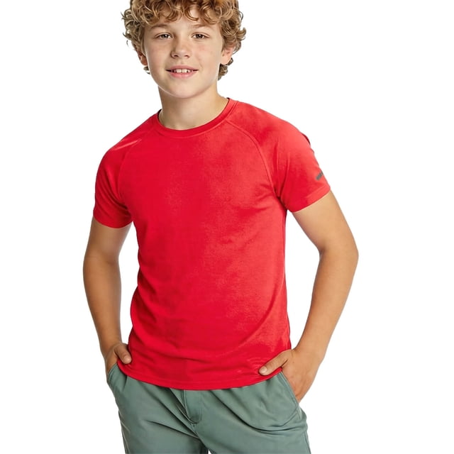Zpanxa Girls Athletic Shirts Solid Color Round Neck Short Sleeve Sporty Tee Polyester Top 9-10 Years