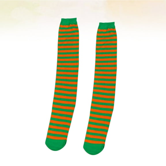 ADDHAT 1 Pair Striped Socks Green In Elegant Style For Patrick's Day