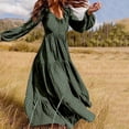 thumbnail image 1 of QJUHUNG Liquidation d'Automne Robe Florale à Manches Longues en Chiffon Décontractée pour Femmes, 1 of 6