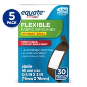 Equate Skin Tone Fabric Dark Bronze Bandages, 30 ct, - 5 Pack