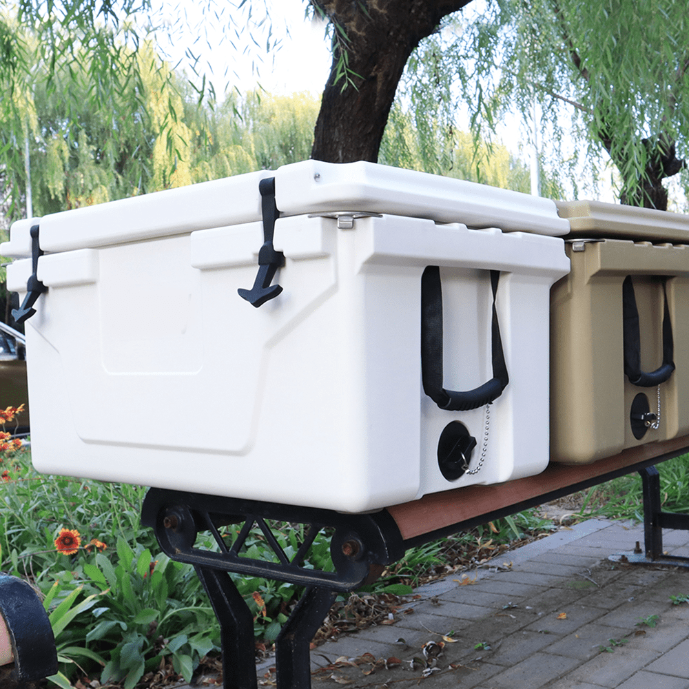 Yoneston Outdoor Hard Cooler Ice Chest Box, Portable Camping Picnic Fishing Cooler, 65QT Insulated Cooler Box for Outdoor Activities, White