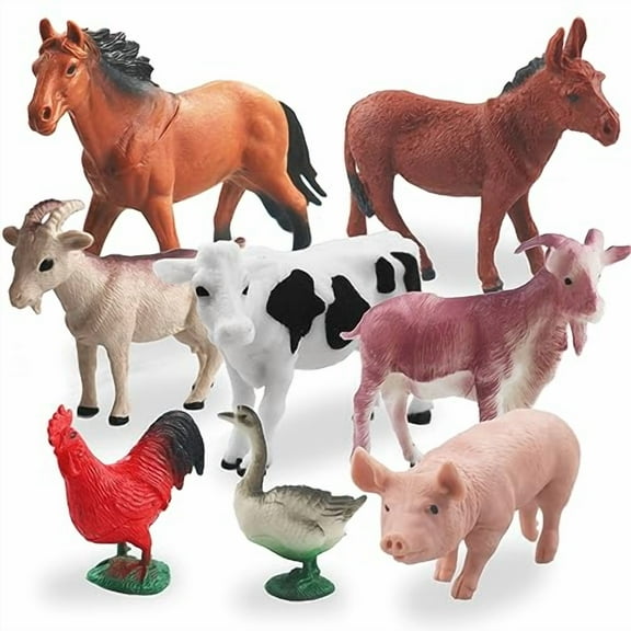8 Pcs Big Animal Figurines Toys,Farm Realistic Plastic Animals Playset,Educational Preschool Learning Toy Playset for Kids Toddlers