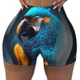 thumbnail image 2 of Balery Modern Style Blue Parrot Pantalones cortos de entrenamiento estampados para mujer, sin costuras, ajustados, para gimnasio, yoga, correr, deportes, ejercicio activo, fitness.-Medium, 2 of 8