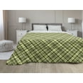 thumbnail image 1 of Green and Brown Down Alternative Comforter, Geometrical Half Circles Lines Curves Floral Design, Microfiber Quilt for All Season, 5 Sizes, Yellow Green Mint Green, by Ambesonne, 1 of 3