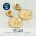 thumbnail image 2 of Earrings Hummingbird Coin Jewelry- Post Pin Style- Goldtone Bezel-Minted in Trinidad & Tobago- Art Deco, 2 of 7