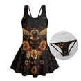 thumbnail image 6 of Uourmeti Vintage Bee & Floral Print Girls One Piece Skirted Swimsuit - Soft Stretchy Quick Dry Swim Dress for Beach Pool & Vacation, 6 of 8