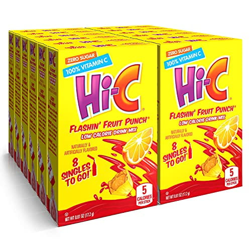 HiC Singles to Go Flashin' Fruit Punch, 8Count Box (12 Pack) Zero