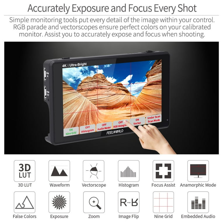 Feelworld Lut6 6 inch 2600nits HDR 3D Lut Touch Screen DSLR Camera