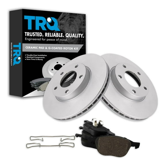 TRQ Front Brake Pad & Rotor Kit Brake Pads Brake Rotor Ceramic Premium G-Coated Fits Select 2004-2013 Mazda 3