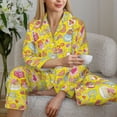 thumbnail image 5 of KLL Love Heart1 Print Women's Long Sleeve Pajamas with Pants Sleepwear Loungewear 2 Set-Small, 5 of 7