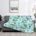 thumbnail image 2 of Yiaed Hippo With Flamingos And Crocodiles Print Blanket Throw Blanket Soft Cozy Flannel Blanket for Home Bed Sofa Couch Chair-80"x60", 2 of 6