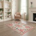 thumbnail image 2 of ODIKA 4'x6' Washable Area Rug Welcome Door Boho Geometric Border Pcs Striped Motif Botanical for Dorm Room, Small Living Stain Resistant Low Profile, Easy Care, 2 of 7
