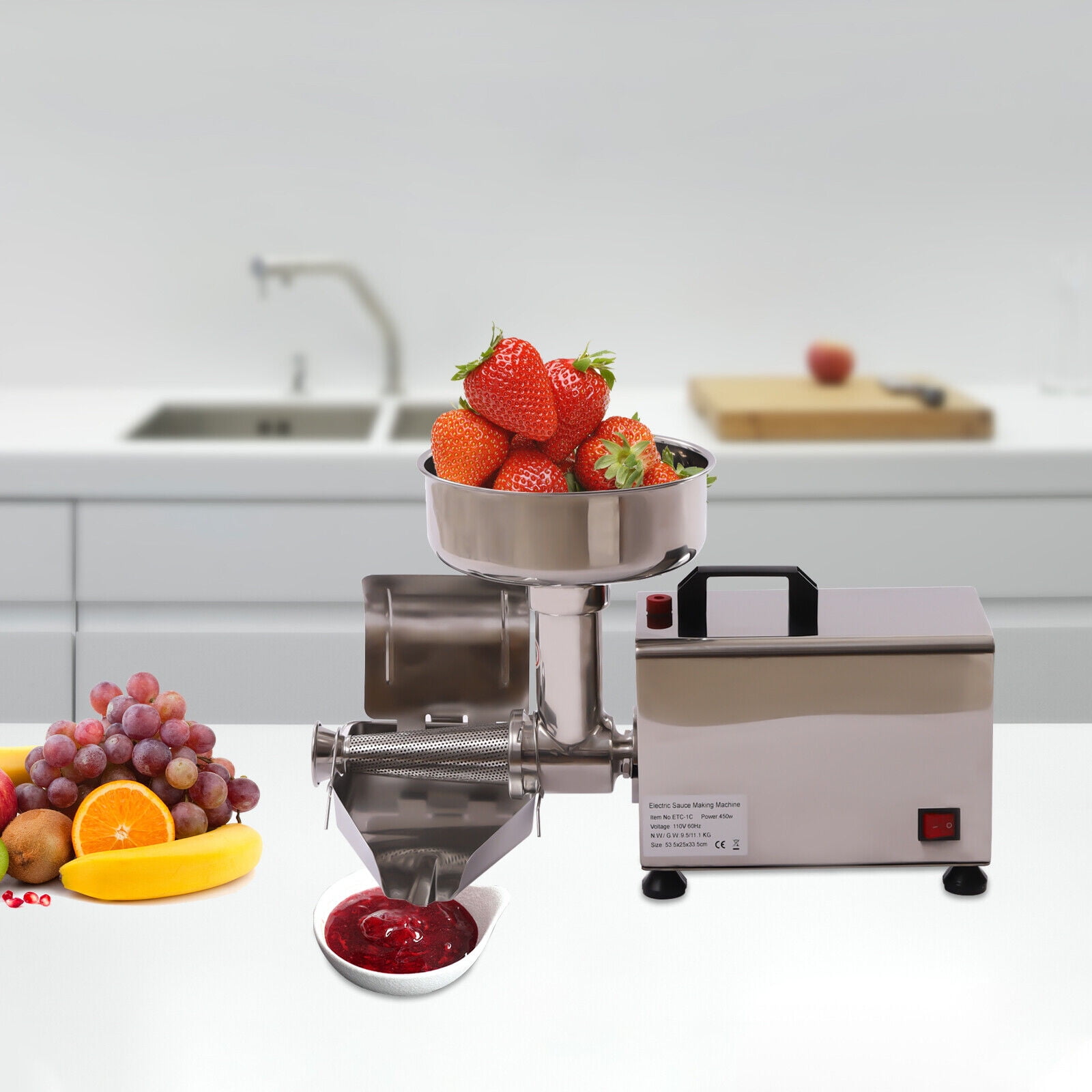 Miumaeov Electric Jam Machine Stainless Steel Fruit Tomato Press with
