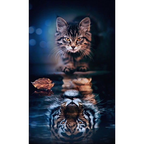 Pintura de diamante de gato, pintura de diamante 5D, pintura de diamante, kit de pintura de diamante de gato, pintura de diamante de gato y tigre, kit completo de bordado de diamante Decoración de pa