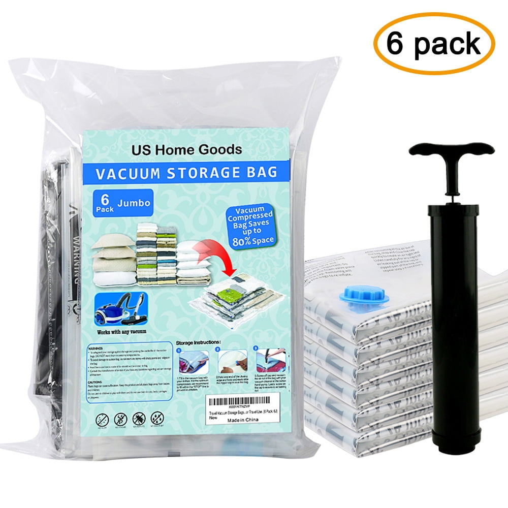 Vacuum Storage Bags w/ Hand Pump Set Travel Space Saver Garment Seal Clothes  USA