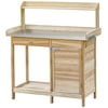 GoolRC Multi-function Potting Bench Table w/ Storage Cabinet & Steel Table , Natural