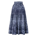thumbnail image 5 of Summer Skirt for Women Drawstring Elastic High Waisted Skirts Trendy Floral A Line Swing Skirt Vacation Wear, 5 of 6