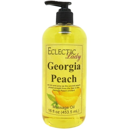Georgia Peach Massage Oil by Eclectic Lady, 16 oz, Sweet Almond Oil and Jojoba Oil
