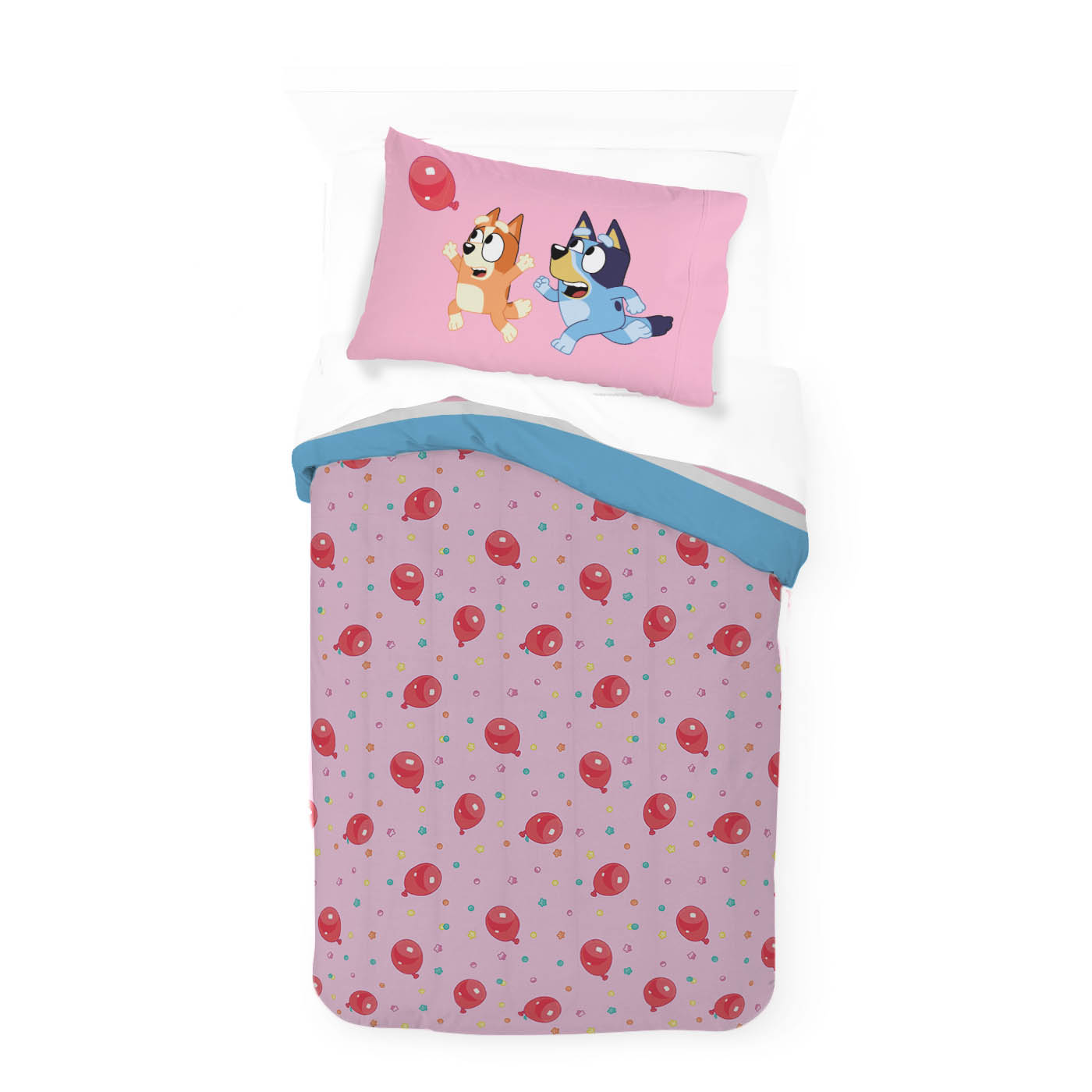 Bluey 2-Piece Reversible Comforter Set, Twin/Full, Pink photo 6