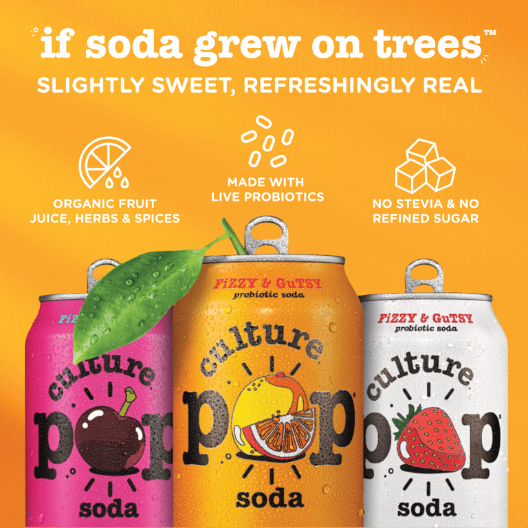 Culture Pop Soda Raspberry Lemonade, Probiotic Soda, 12 fl oz