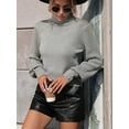 thumbnail image 3 of Women'S Autumn and Winter Sweaters, Lantern Sleeve Knitted Pullovers, Sweater Tops Grey L, 3 of 8