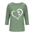 thumbnail image 4 of Enjoytime Shirts for Women Hearts Printing Round Neck 3/4 Sleeve Tops Business Casual Fall Winter Blouses 2025 Green XXL, 4 of 5