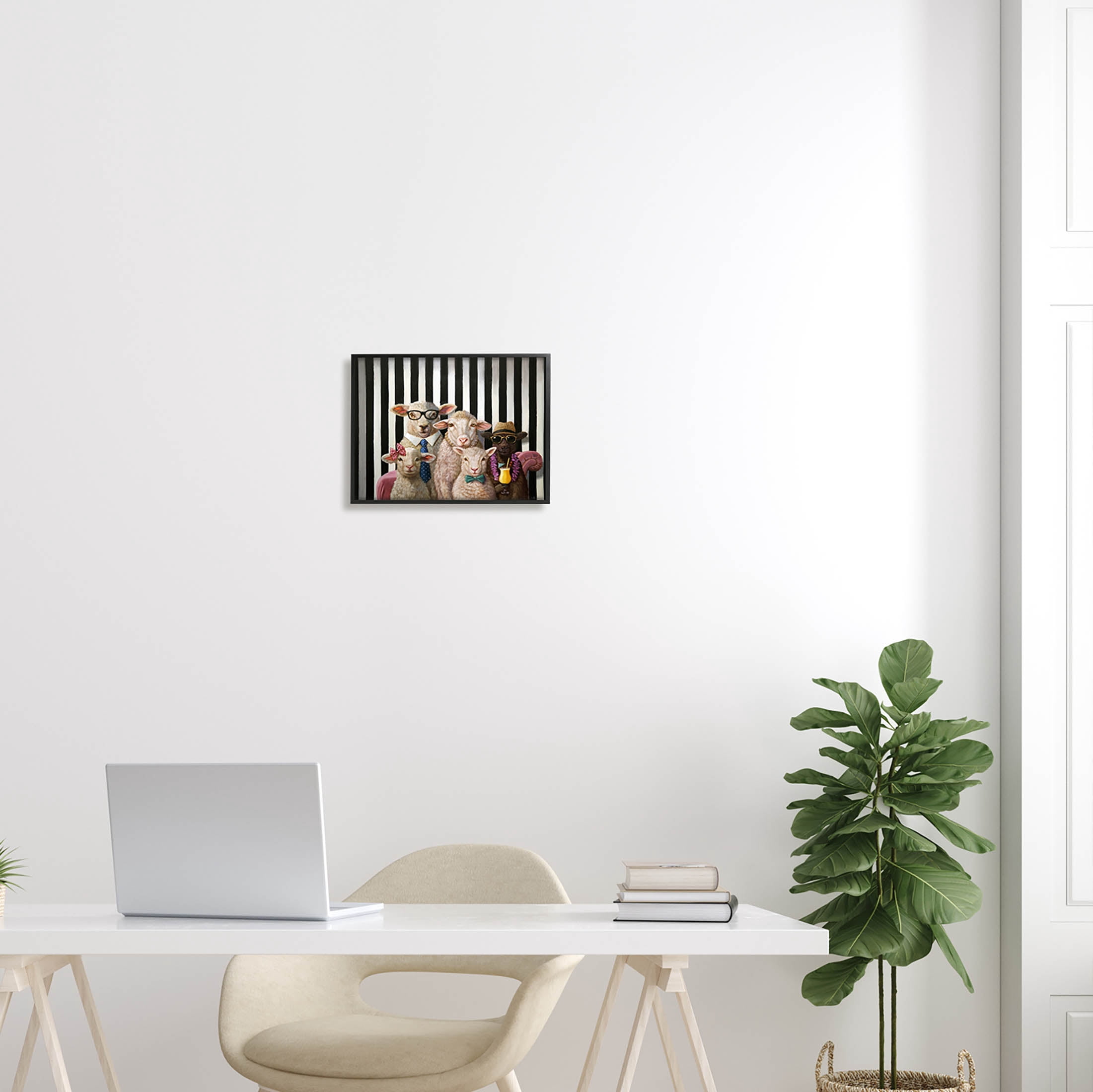 Stupell Industries Traditional Sheep Family Portrait Painting Black Framed Art Print Wall Art, Design by Lucia Heffernan