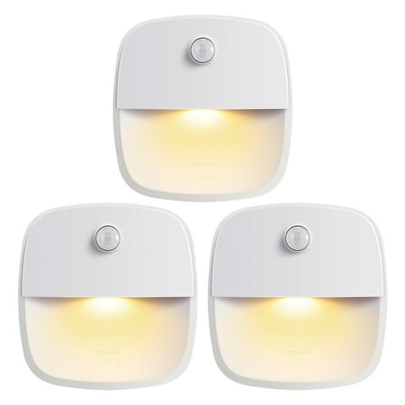 

ORIA Upgraded Motion Sensor Light Cordless Battery-Powered LED Night Light Closet Lights Stair Lights Safe Lights for Hallway Bathroom Bedroom Kitchen (Warm White - Pack of 3)