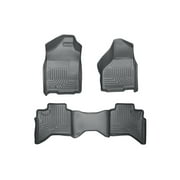 Husky Liners Weatherbeater Floor Mats | Fits 2002 - 2008 Ram 1500 Crew Cab; 2003 - 2009 Ram 2500/3500 Crew Cab | Front & 2nd Row, 3-pc Grey - 98032