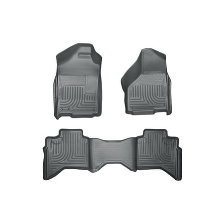 Husky Liners Weatherbeater Floor Mats | Fits 2002 - 2008 Ram 1500 Crew Cab; 2003 - 2009 Ram 2500/3500 Crew Cab | Front & 2nd Row, 3-pc Grey - 98032