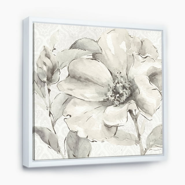Indigold Peonies Gris IV - Toile Encadrée de Ferme