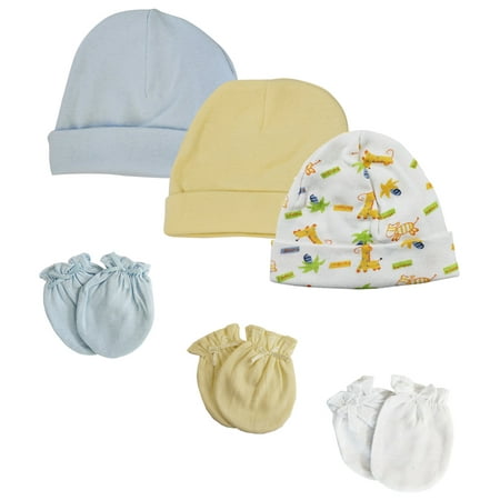

Baby Boy Infant Caps and Mittens (Pack of 6)
