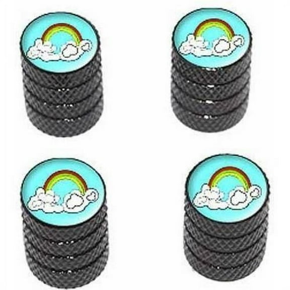 Rainbow In Clouds Tire Rim Wheel Aluminum Valve Stem Caps, Multiple Colors