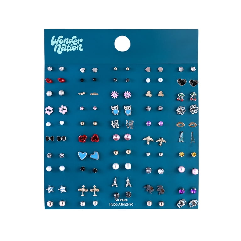 Wonder Nation Teen Female Multicolor Variety Stud Earring Set 50