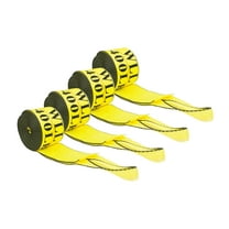 (4 Pack) Winch Straps 4" x 30' Yellow Heavy Duty Tie Down w/ Sewn Loop WLL 5400 lbs | 4 Inch Cargo Control for Flatbed Truck Utility Trailer
