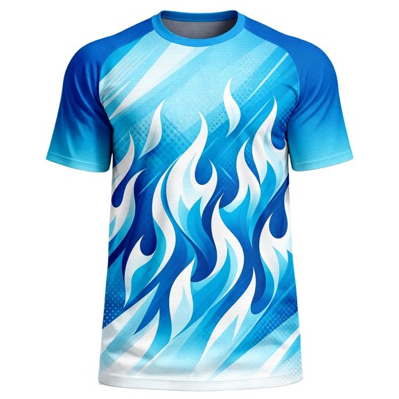 TEAJOPSUU Short Sleeve for Men Soccer Style Print Crew Neck Moisture Wicking & Quick Dry Shirt For Football Matches, Gym & Football Party A-Sky Blue