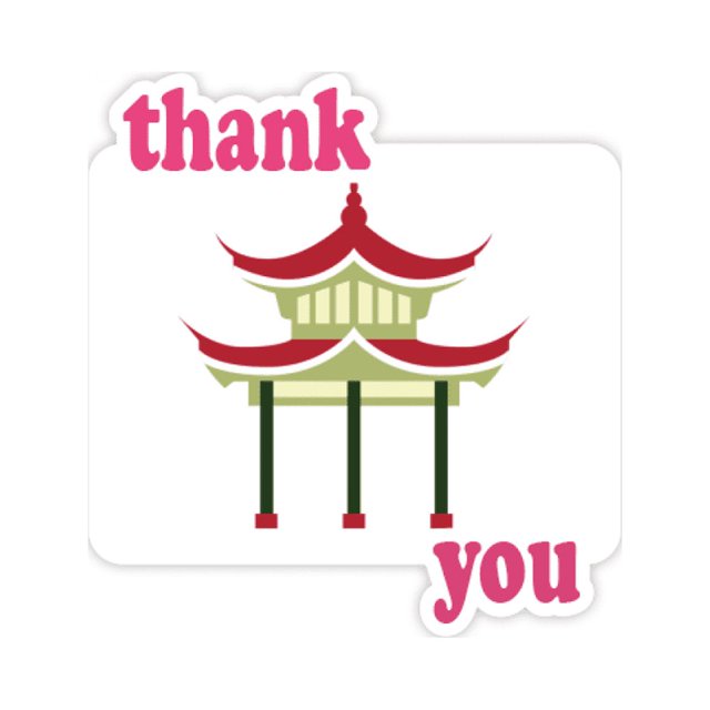 Pavilion China Pattern Art Deco Fashion Thank You Stickers Quote Grateful