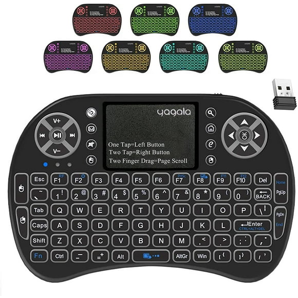shiyou-2.4GHz Backlit Mini Keyboard Touchpad Mouse, Mini Wireless Keyboard with Touchpad and Multimedia Keys for Android TV Box Smart TV HTPC PS3 Smart Phone Tablet Mac Linux Windows OS (7 Colors)