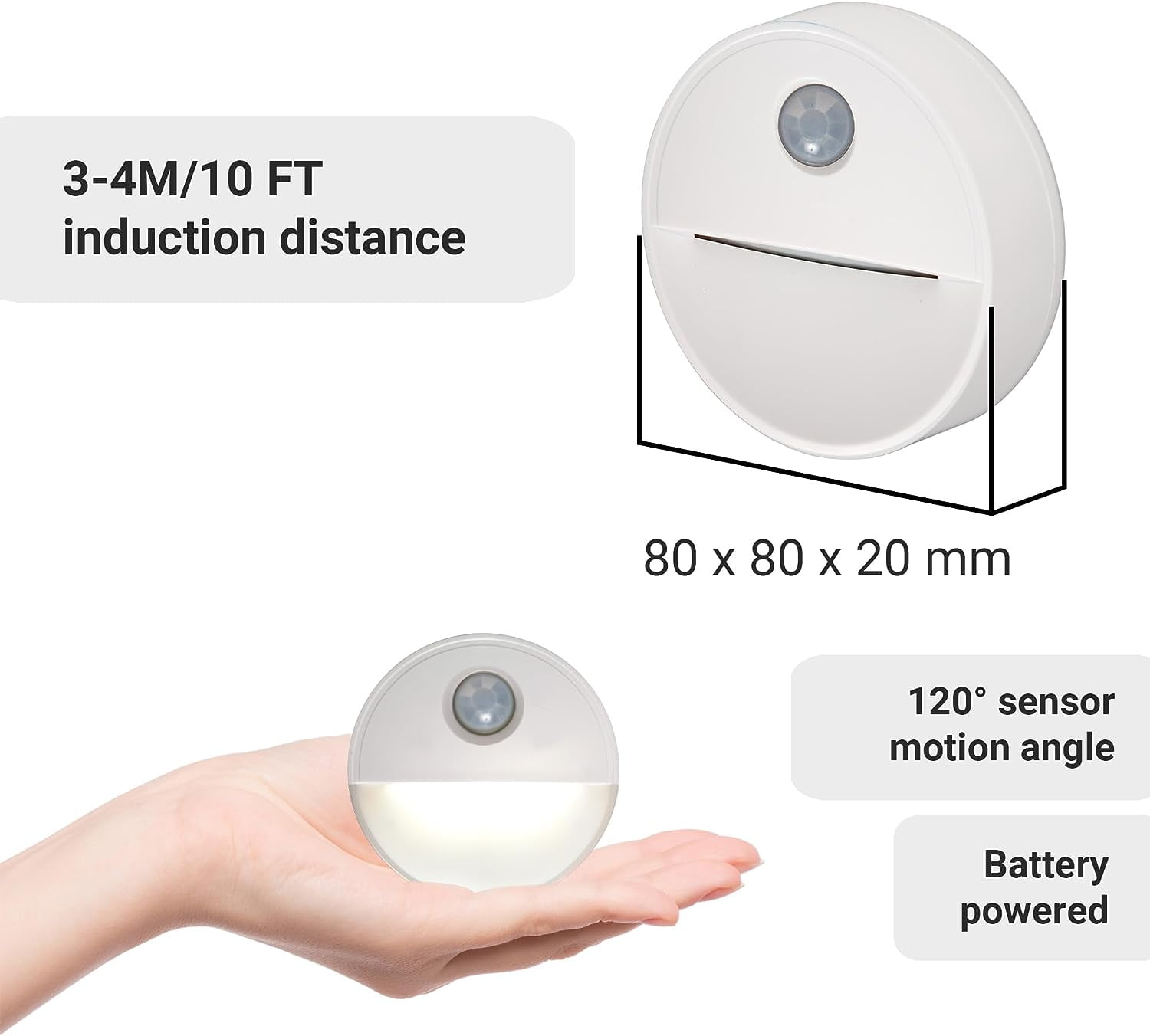 Cool White LED Night Light, Indoor Motion Sensor Light, Wireless Adhesive LED Light, Battery Operated, For LED Kitchen, Cabinets, Bathrooms, LED Staircase Motion Sensor Light