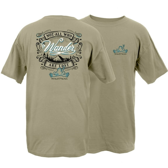 Peace Frogs Adult Not All Who Wander Frog Garment Dye Short Sleeve T-shirt