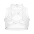 thumbnail image 2 of Lejafay Kids Girls Mock Neck Dance Crop Tops Sleeveless Sports Tank Tops Dancer Workout Criss Cross Ivory 6, 2 of 7