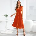 thumbnail image 2 of B91xZ Robes pour Femmes Col Rond Sans Manches Robes d'Été Couleur Unie Décontractées Midi Amples, A L, 2 of 5
