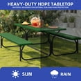 thumbnail image 4 of ModFusion 6ft Outdoor Picnic Table & Chair Set, Green Wood Frain HDPE Panels with Black Iron Legs, Detachable Design, Weather-Resistant, 4 of 8