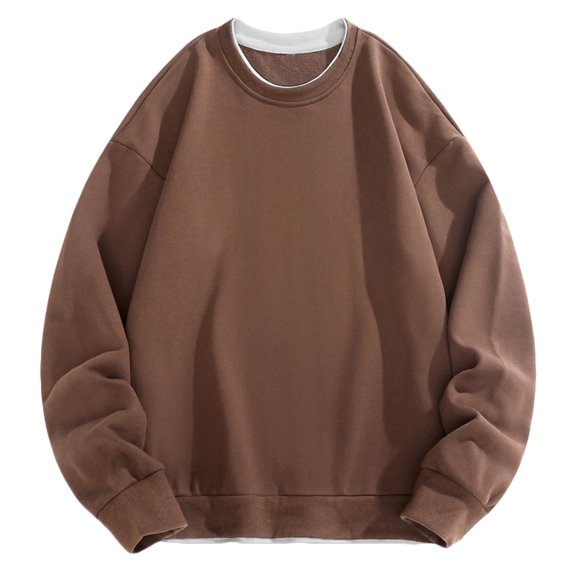 Xzbqbs Shirts for Men Casual Long Sleeve Loose Fit Sweatshirts Crewneck Lightweight Solid Color Pullover Classic Track Shirts
