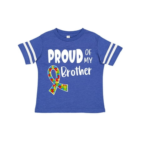 

Inktastic Proud of my Brother Autism Awareness Puzzle Piece Ribbon Gift Toddler Boy or Toddler Girl T-Shirt