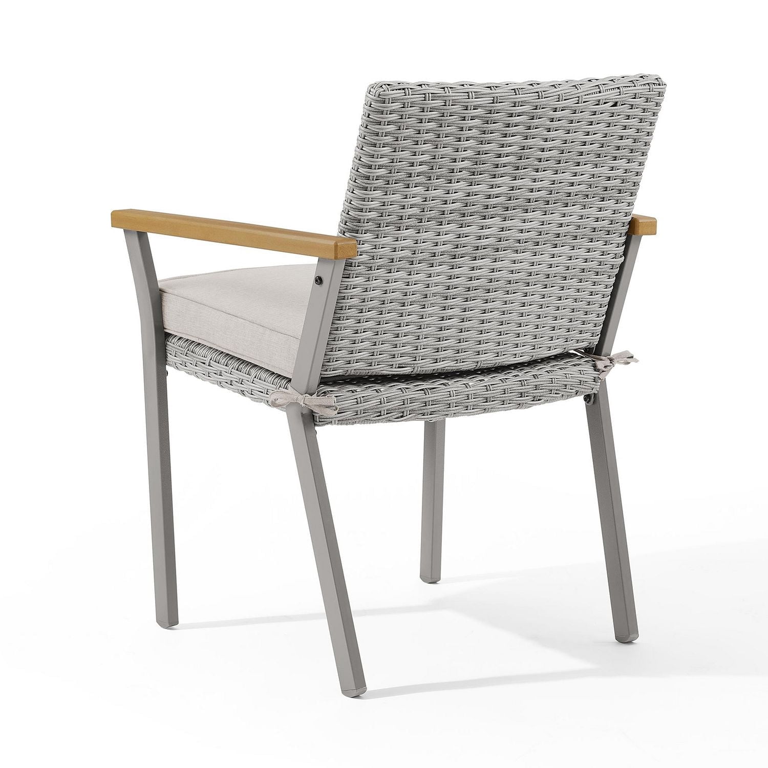 SONGMICS HOME Sencillo Collection - Dining Chair, Armchair, Patio Chair, with Faux Wood Armrests, Synthetic PE Rattan, Gray and Beige