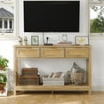 thumbnail image 7 of Furnihold 51.2"W Rattan Console Table with Charging Station & 3 Drawers, Wood Boho Entry Table for Living Room, Natural, 7 of 7