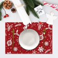 thumbnail image 6 of Christmas Place Mats Set of 6 Snow Berry Christmas Decoration Ball Snow Boots Bell Decoration Table Mat Holiday Home Kitchen Table Mat Decoration 12x18 Inch, 6 of 6