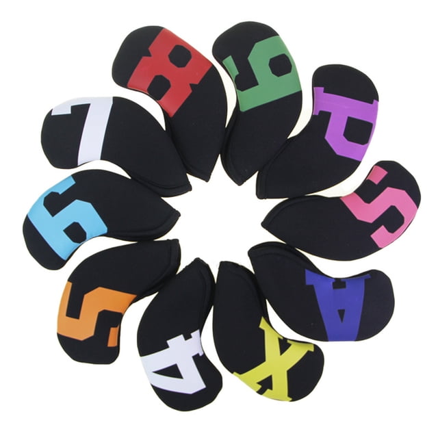 Soidarity 10 piezas Golf Cover Golf Head Set Golf Headcovers resistentes al desgaste Balck10pcs Golf negro10pcs Soidarity OD019680-02