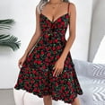 thumbnail image 4 of PuLe Summer Women's Summer Suspenders V-neck Floral Bow Dress, 4 of 8